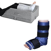 KingPavonini XL Ankle Foot Ice Pack Wrap for Foot Injuries and Adjustable Leg Elevation Pillows for Swelling After Surgery