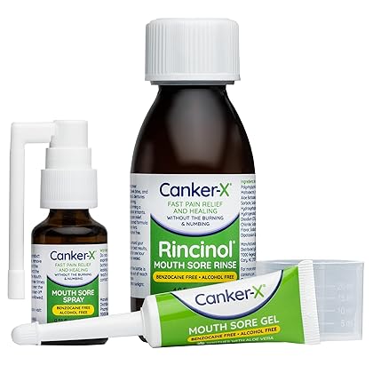 Canker-X Mouth Sore Gel, Fast Pain Relief & Healing for Canker Sores, Cheek Bites and Oral Abrasions, Oral Pain Relief Gel, Benzocaine Free and Alcohol Free, Adults and Children 6+ Years, 0.28 fl oz