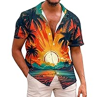Hawaiian Shirt for Men Polyester Funny Summer T-Shirts Casual Stylish Button Down Stretchy Soft Multicolored Gift