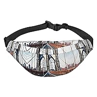 Brooklyn Bridge Adjustable Belt Hip Bum Bag Fashion Water Resistant Hiking Waist Bag for Traveling Casual Running Hiking Cycling