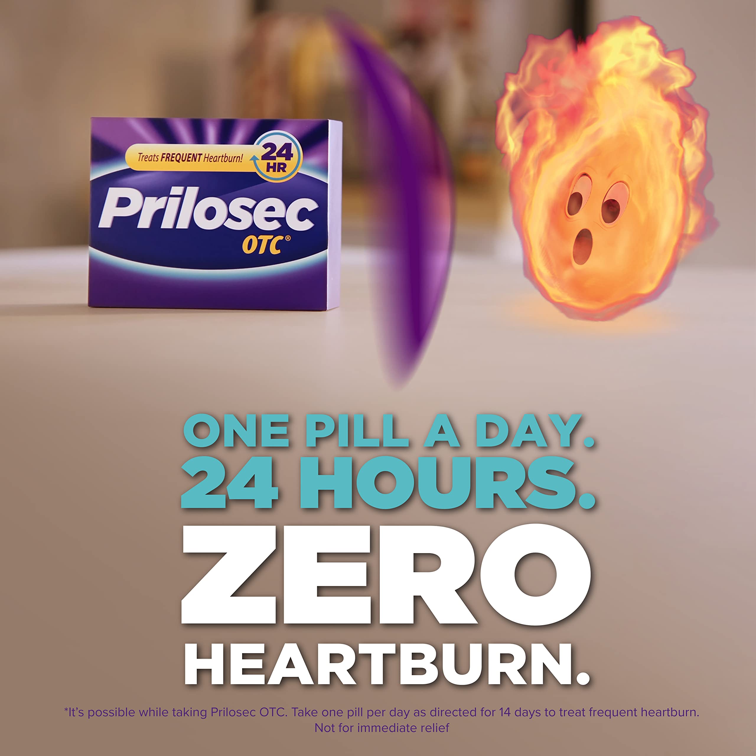 Prilosec OTC, Omeprazole Delayed Release 20mg, Acid Reducer, Treats Frequent Heartburn for 24 Hour Relief, All Day, All Night*, Wildberry Flavor, 20mg, 42 Tablets (Pack of 5)