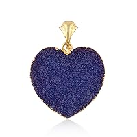 Mode Joays Heart Shape ink blue Agate Druzy necklace, 18K Gold Electroplated, Single Bail Pendant Charms, DIY pendant necklace