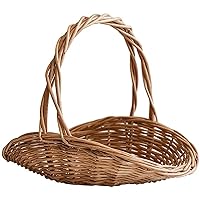 Picnic Basket for 2，Wicker Picnic Basket，Handle Sturdy Wicker Basket, Smooth Lines, Candy Basket, Wedding Flower Girl Basket with Handle, Garden Storage Home Decoration (11.02 * 9.05 * 9.44In)