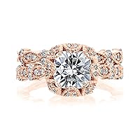 Kobelli 2 1/5 ctw Royal Halo Colleen Cushion Moissanite Bridal Rings Set 14K Gold (DEF/VS)