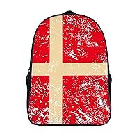 Denmark Retro Flag 16 Inch Backpack Business Laptop Backpack Double Shoulder Backpack Carry on Backpack for Hiking Travel Work
