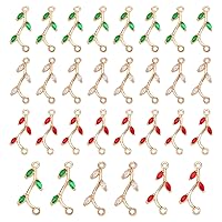 CHGCRAFT 30Pcs 3 Styles Brass Cubic Zirconia Links Light Gold Tree Branch Pendants Connectors Long-Lasting Plated Branch Shape Charms for DIY Bracelet Earrings Necklace, 20x8x3mm