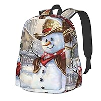 winter Snowman Printed Casual Daypack with side mesh pockets Laptop Backpack Travel Rucksack for Men Women