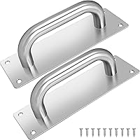 201 Stainless Steel Satin Finish Door Pull Handles, 2 Pack, 65mm Width x 200mm Height x 1.2mm Thick, 135mm Hole to Hole, 150mm Handle Length, 19mm Pull Diameter