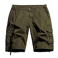 Men's Work Utility Shorts Cargo Shorts Relaxed Fit Outdoor Cotton Hiking Athletic Pants Elastic Waist Multi Pocket