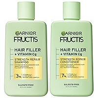 Garnier Fructis Hair Filler Strength Repair Shampoo and Conditioner Set with Vitamin Cg, Hair Care for Weak, Damaged Hair, 10.1 Fl Oz, 2 Items, 1 Kit
