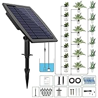 Solar Automatic Drip Irrigation Kit System, JIYANG Solar Powered Auto Easy DIY Watering Device Supported Pots Plants, 12 Timing Modes with Anti-Siphoning Device (Supported 20-30 Pots, 12Timing Modes)