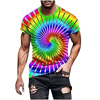 Men's T-Shirt Novelty 3D Rainbow Psychedelic Colorful The Eye of God Graphic Tops Short Sleeves Crewneck Blouse Tees