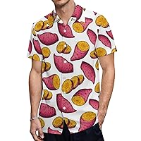 Sweet Potato Men's Short Sleeve Shirt Casual Loose Button Down Shirts for Work Beach Vacation