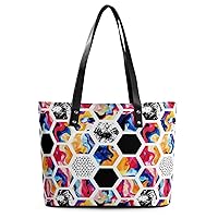 Womens Handbag Geometric Texture Leather Tote Bag Top Handle Satchel Bags For Lady