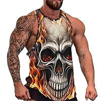 Men's Graphic Tank Tops Novelty Skull 3D Print Muscle Casual Sleeveless T-Shirt Summer Cool Crew Neck Tees