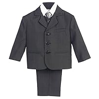 5 Piece Dark Gray Suit with Shirt, Vest, and Tie - Size 7
