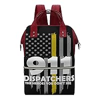American Yellow Flag 911 Dispatchers Waterproof Mommy Bag Large Mommy Diaper Bags Travel Backpack for Unisex