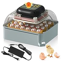 Chicken Egg Incubator with Automatic Egg Turning, Humidity Control, Temperature Control, and Egg Candler – Incubators for Hatching Chicken, Duck and Quail Eggs, Holds 24 Eggs (Gray)