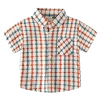 Toddler Boys Short Sleeve Summer Plaid Shirt Tops Coat Outwear for Boys Clothes Fashion Boys' T-Shirts