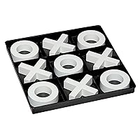 Deco 79 Wood Tic Tac Toe Game Set with White Pieces, 12