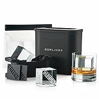 Berlinzo Premium Clear Ice Cube Maker [2024 Upgraded] - Large 2.1-inch Crystal Clear Ice Maker for Whiskey Cocktail - New Easy-to-Remove Ice Cubes Mold - Storage Bag & Silicone Inserts Included, Black
