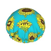 Sunflowers Pattern Print Soft Shower Cap for Women, Reusable Environmental Protection Hair Bath Caps