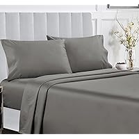 California Design Den 400 Thread Count 100% Cotton Sheets, King Size Sheet Set, 4 Pc, Luxury Sheets & Pillowcases, Breathable Bedding for King Bed, Sateen, King Bed Sheets, Deep Pockets (Slate Gray)