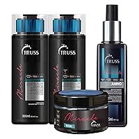 TRUSS Miracle Shampoo and Conditioner Set Bundle with Hair Mask and Amino Miracle Heat Protectant Spray