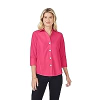 Foxcroft Women's Paityn 3/4 Sleeve Solid Pinpoint Shaped Blouse