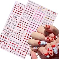 24PCS Valentine's Day Nail Art Stickers 3D Water Transfer Foils for Nails Decals Red Heart Lips Love Letter Patterns Designs Nail Supplies Accessories for Women Girls Valentine's DIY Nail Decoration