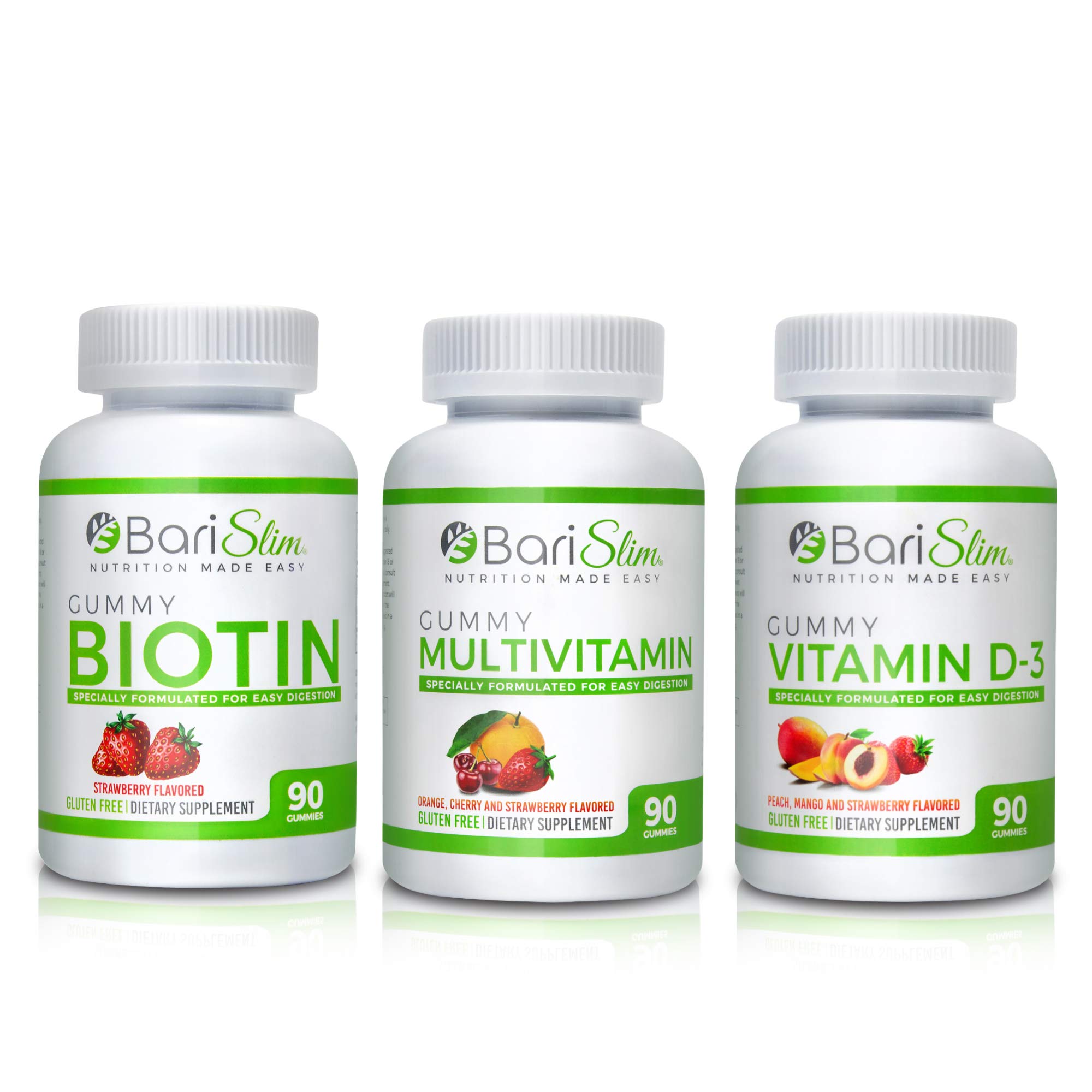 BariSlim Bariatric Multivitamin 3 Pack – (Multivitamin, Biotin, and D3) - Specially Formulated Gummy Vitamins for Patients After Weight Loss Surger...