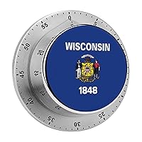 Flag of Wisconsin State of The USA 60 Minute Visual Timer Kitchen Timer Countdown Timer Clock for Cooking Meeting Learning Work