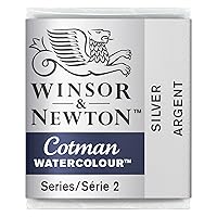Winsor & Newton Cotman Watercolor Paint, Half Pan, Metallic Collection Silver
