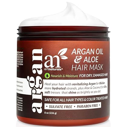 Artnaturals Argan Hair Mask Conditioner - (8 Oz/226g) - Deep Conditioning Treatment - Organic Jojoba Oil, Aloe Vera & Keratin - Repair Dry, Damaged, Color Treated, Natural Hair Growth - Sulfate Free