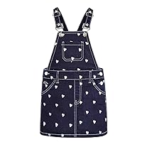 KIDSCOOL SPACE Baby Little Girls Fox Flowers Embroidered Lace Denim Overall Dress