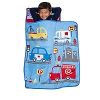 Funhouse First Responders Kids Nap Mat Set – Includes Pillow and Fleece Blanket – Great for Boys Napping during Daycare or Preschool - Fits Toddlers, Blue