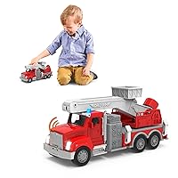 Driven by Battat – Micro 1/124 Scale – Fire Truck Toy– Realistic Toy Truck with Flashing Lights and Siren Sound & More – Gift Toy Car for Boys & Girls & Toddlers Age 3+