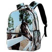 Horse Horse Farm Lightweight School Classic Backpack Travel Rucksack for Women Teens