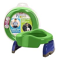 Kalencom Potette Plus 2-in-1 Travel Potty and Trainer Seat - Dual-Purpose Potty Training Toilet Seat - Portable Potty for Toddler Travel - With Durable, Lock-In Legs and Splash Guard - Green
