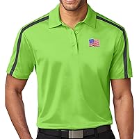 Men's Patriotic US Waving Flag Patch Colorblock Polo Shirt