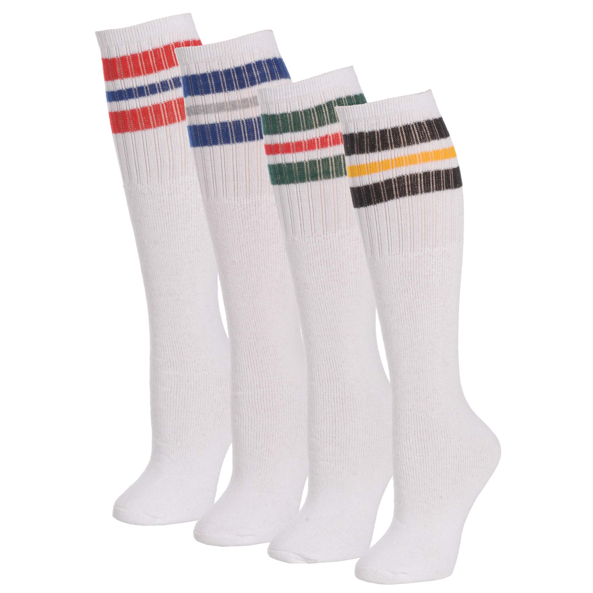 PH Mens Classic Three Stripe Sports Tube Socks Size 13-15 (4-Pairs)