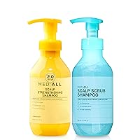 MEDIALL Scalp Strengthening Shampoo Herbal Woody | Hair Volumizing & Thickening Shampoo + Purifying Scalp Scrub Cleansing Shampoo Itchy Scalp Exfoliator Relief Deep Cleansing Mint Shampoo 10.14 fl oz