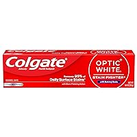 Optic White Stain Fighter Toothpaste with Baking Soda, Fluoride Toothpaste with Baking Soda for Whitening Teeth, Helps Remove Daily Surface Stains, Clean Mint Paste, 6.0 oz