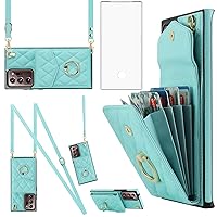 Asuwish Phone Case for Samsung Galaxy Note 20 Ultra 5G Wallet Cover with Screen Protector and Ring RFID Blocking Card Holder Cell Note20 Plus Notes 20Ultra Note20+ U + 20+ Twenty Not S20 Women Teal