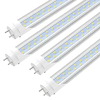 JESLED 4FT LED T8 Type A+B Tube Lights, 24W(65W Equivalent), 3072LM, 6000K, Single or Double End Powered, Plug and Play or Ballast Bypass, 4 Foot T10 T12 Fluorescent Bulbs Replacement, Clear(4-Pack)
