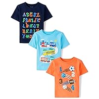 The Children's Place Baby Boys' and Toddler School Days Short Sleeve Graphic T-Shirts,multipacks
