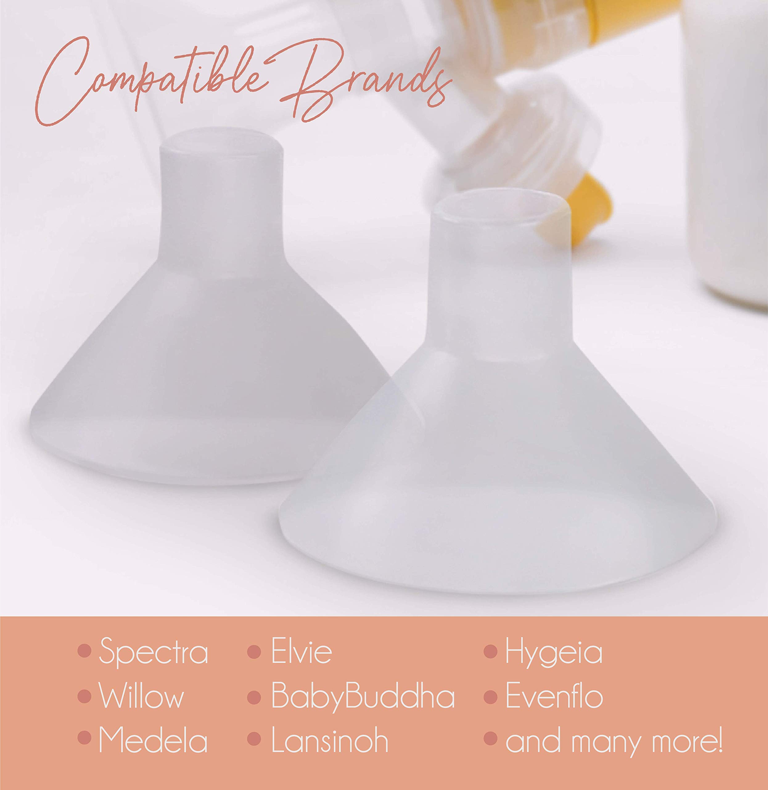 BeauGen Clearly Comfy Breast Pump Cushion – Soft, Stretchy, Clear, and Comfortable Flange Inserts for Improved Comfort and Fit – BPA Free, Food Safe Plastic (1 Pair)
