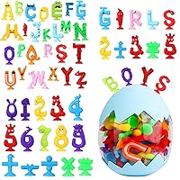Suction Bath Toys for Kids,41 Pcs Suction Cup Toys Montessori Sensory Toys for 3 4 5 6 7 Year Old Boys Girls,Silicone Animal Alphabet & Numbers Sucker Toys,Travel Toys Window Toys for Toddlers