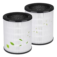 (2 Pack) KJ80 Replacement Filter Compatible with Druiap KJ80 Air Purifier/Muliap KJ80 Air Purifier AF3080, 360° Rotating 3-in-1 Filter of H13 True HEPA Filter, (Not for 𝐊𝐉𝟏𝟓𝟎&𝐇𝐚𝐩𝐩𝐢 𝐊𝐉𝟖𝟎)