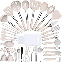  Kitchen Utensils Set-Umite Chef 34 Pcs Silicone Cooking Utensils  Set for Nonstick Cookware-Silicone Spatulas Set, Stainless Steel  Handle-Black Kitchen Gadgets Tools, Pots and Pans Accessories: Home &  Kitchen